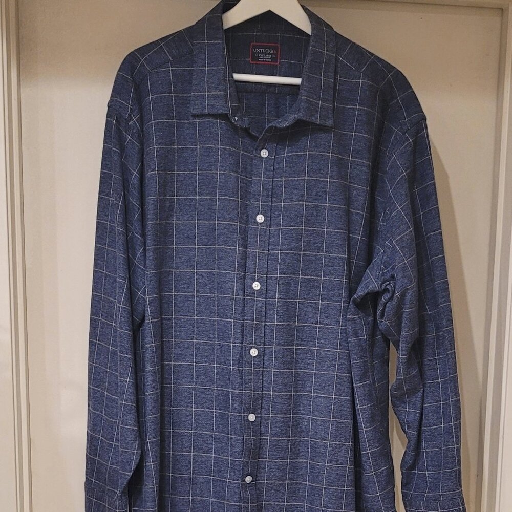UNTUCKit  Men's Blue Plaid Flannel Shirt Size XXXL